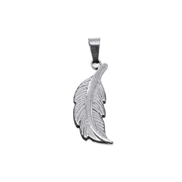 25mm Stainless Steel Feather Charm