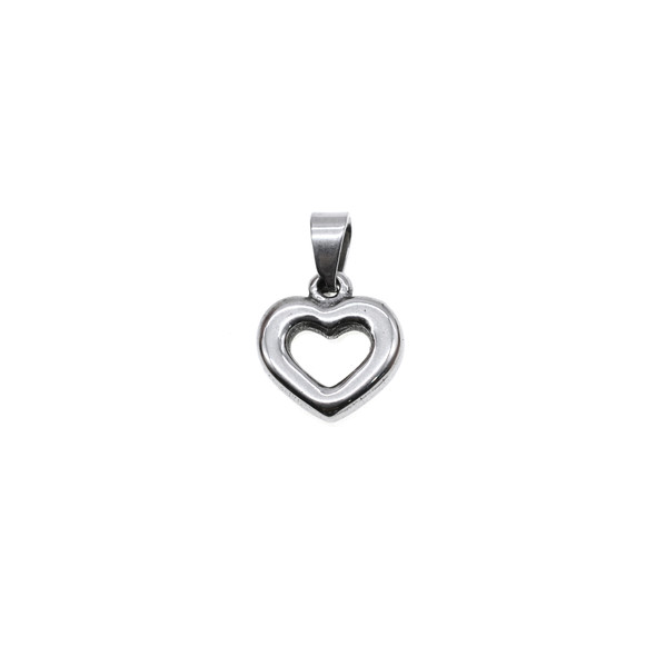 12mm Stainless Steel Outline Heart Charm