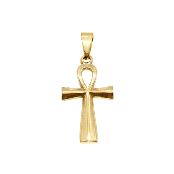 16x26mm Stainless Steel Ankh Cross Charm - Gold