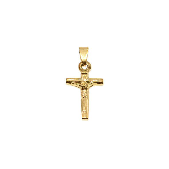 12x16mm Stainless Steel Crucifix Charm - Gold