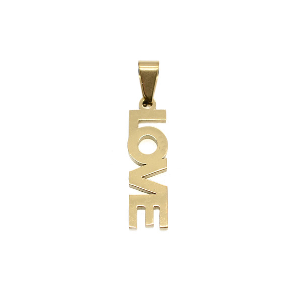 7x23mm Stainless Steel Word LOVE Charm - Gold