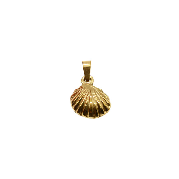 12mm Stainless Steel Shell Charm - Gold