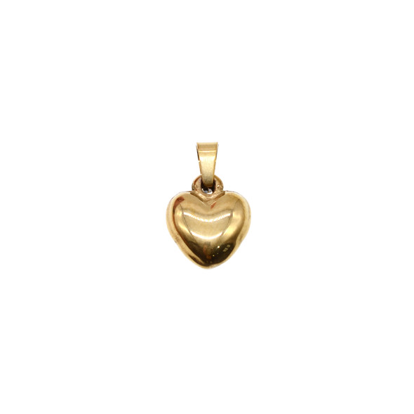 11mm Stainless Steel Heart Puff Charm - Gold