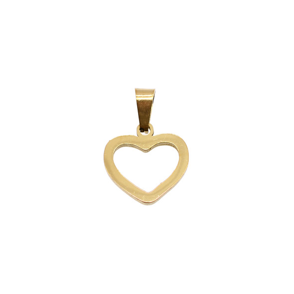15mm Stainless Steel Outline Heart Flat Charm - Gold