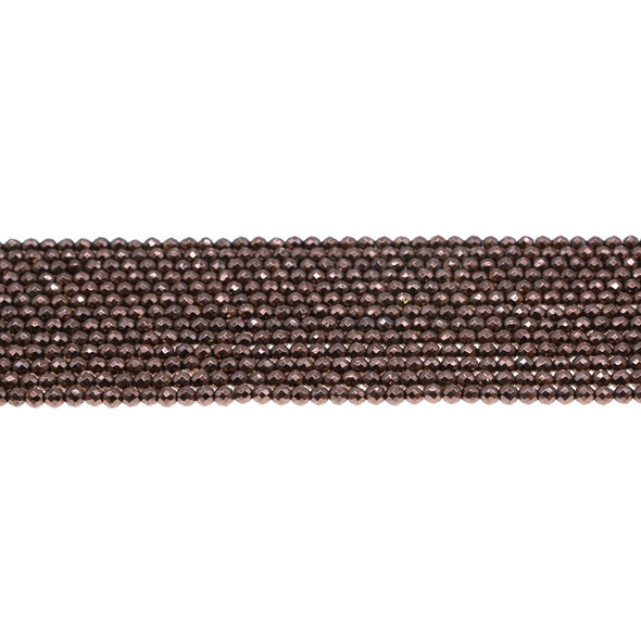 Brown Metallic Hematite Round Faceted 3mm - Loose Beads