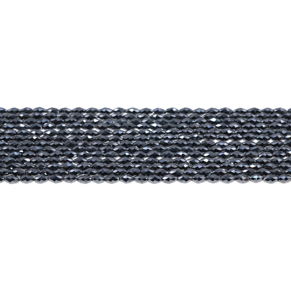 Hematite Oval Faceted Diamond Cut 3mm x 3mm x 5mm - Loose Beads