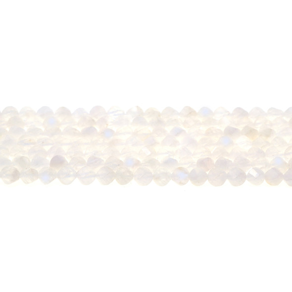 White Moonstone Round Swirl Faceted Diamond Cut 6mm - Loose Beads