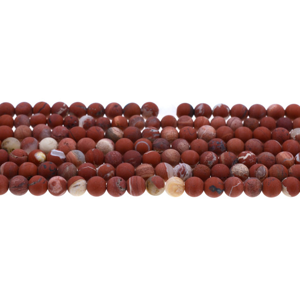 Red Brecciated Jasper Round Frosted 6mm - Loose Beads