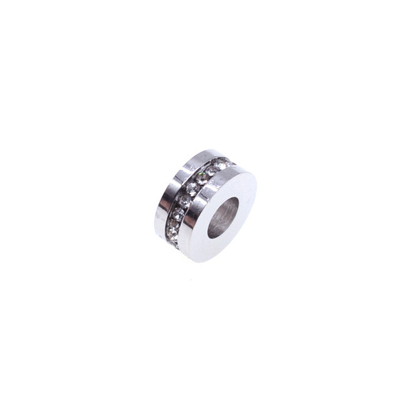 Stainless Steel Large Hole Bead Spacer Cylinder White 10mm (Pack of 2)