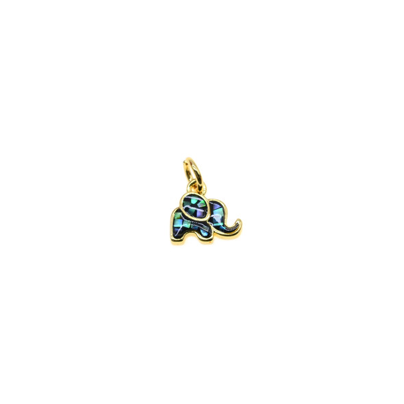 10x7mm Natural Abalone Shell Elephant Charm - Gold Plated (Pack of 3)