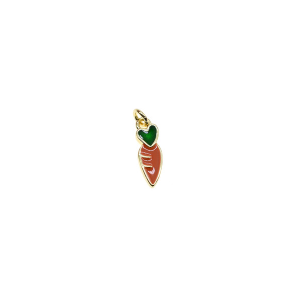 4x10mm Flat Enamel Carrot Charm - Orange (Gold Plated) - 4/Pack