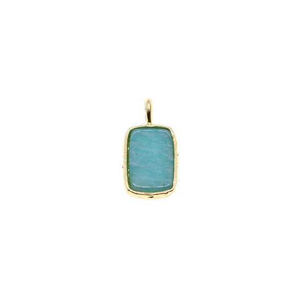 Rectangle Gemstone Pendant (Gold Plated) - 10x14mm - Peruvian Amazonite