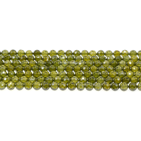 Cubic Zirconia (Khaki) Round Faceted Diamond Cut 6mm - Loose Beads