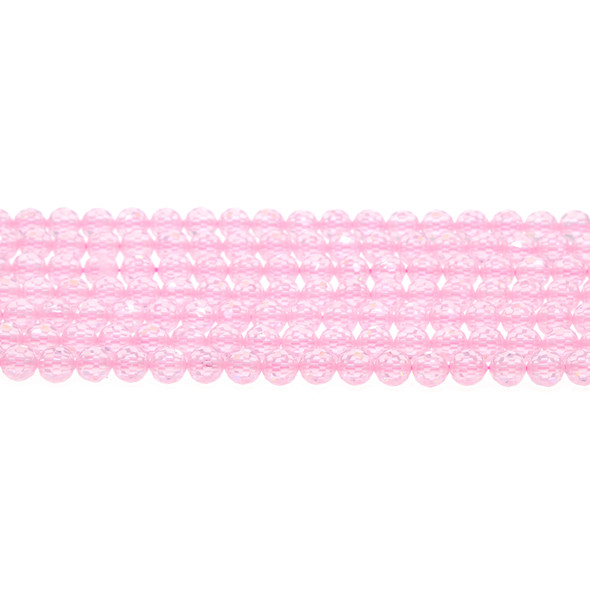 Cubic Zirconia (Light Pink) Round Faceted Diamond Cut 6mm - Loose Beads