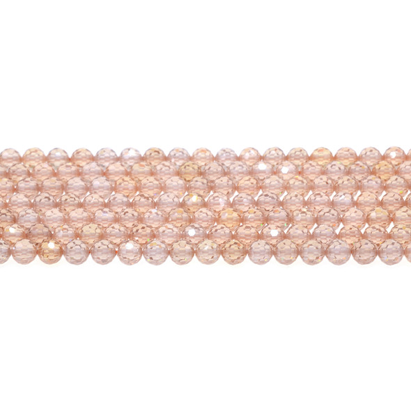 Cubic Zirconia (Champagne) Round Faceted Diamond Cut 6mm - Loose Beads