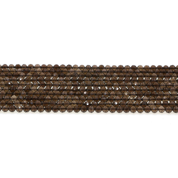 Smokey Quartz Round Faceted Diamond Cut 4mm - Loose Beads
