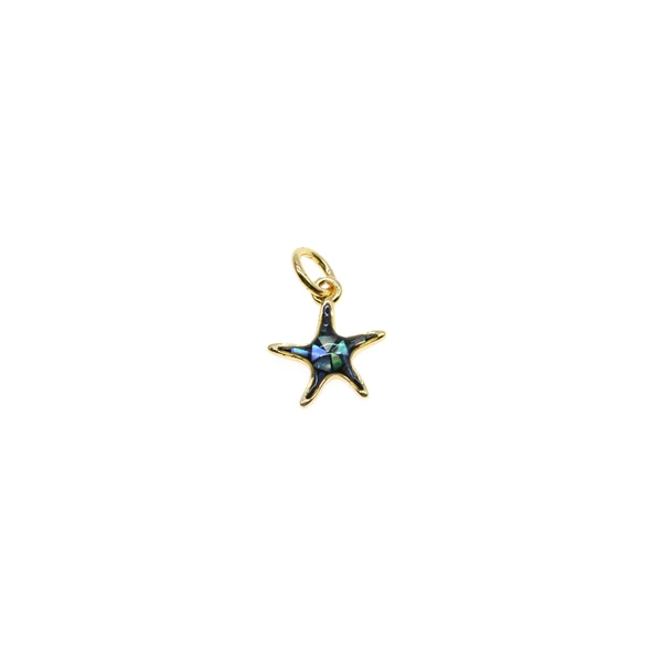 10mm Natural Abalone Shell Starfish Charm - Gold Plated (Pack of 3)