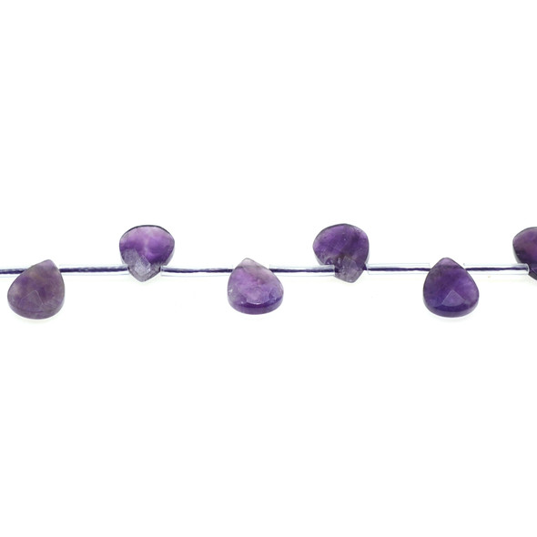 Amethyst Banded Drop Puff Faceted Side Drilled 10x14x5mm - Loose Beads