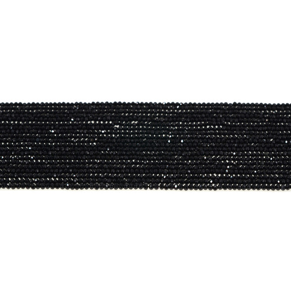 Black Tourmaline Roundel Faceted Diamond Cut 2mm x 2mm x 1mm - Loose Beads