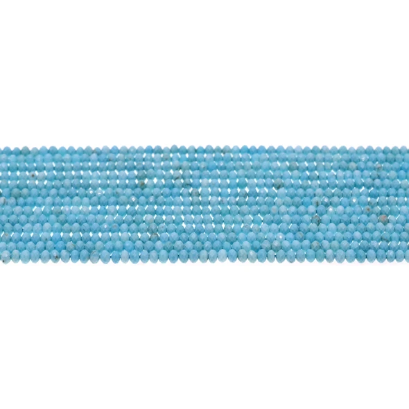 Blue Chinese Turquoise Roundel Faceted Diamond Cut 3mm x 3mm x 2mm - Loose Beads