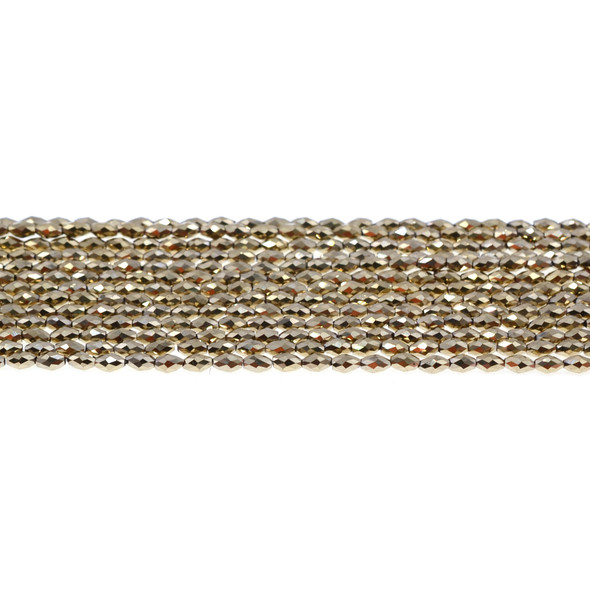 Golden Hematite Oval Faceted Diamond Cut 3mm x 3mm x 5mm - Loose Beads