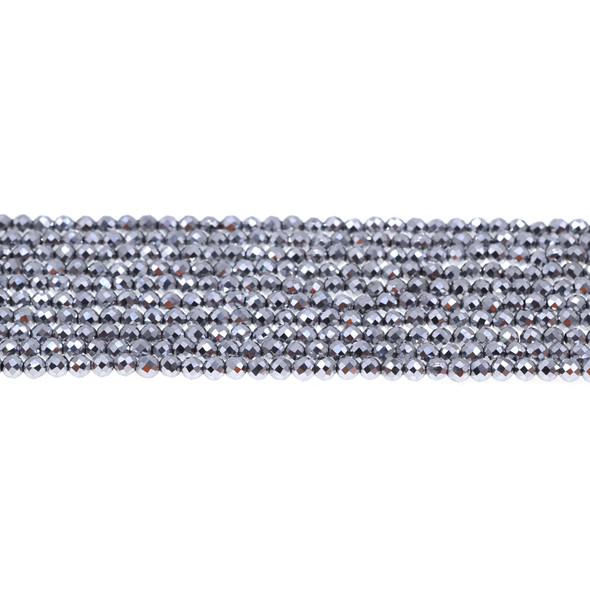 Silver Metallic Hematite Round Faceted Diamond Cut 4mm - Loose Beads