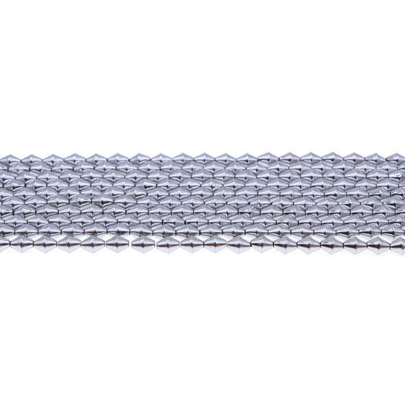 Silver Metallic Hematite Bicone 4mm x 4mm x 6mm - Loose Beads