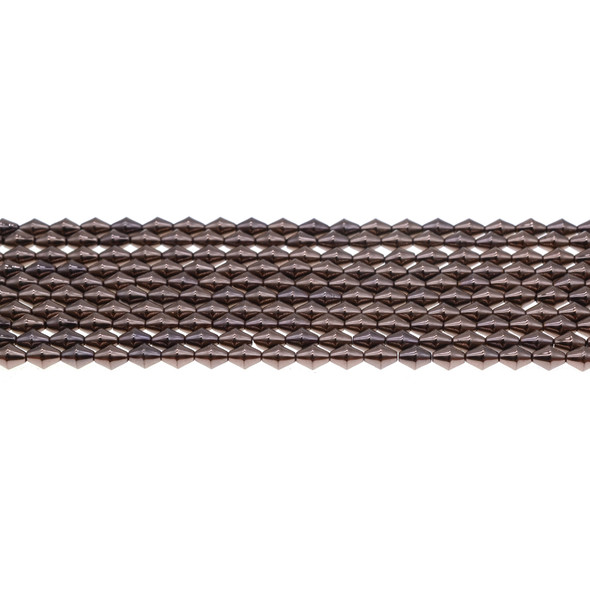 Brown Metallic Hematite Bicone 4mm x 4mm x 6mm - Loose Beads