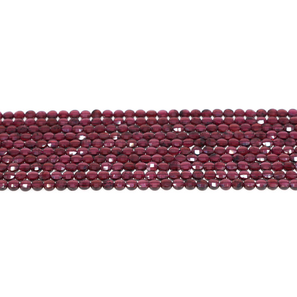 Mozambique Garnet AA Coin Puff Faceted Diamond Cut 4mm x 4mm x 2mm - Loose Beads