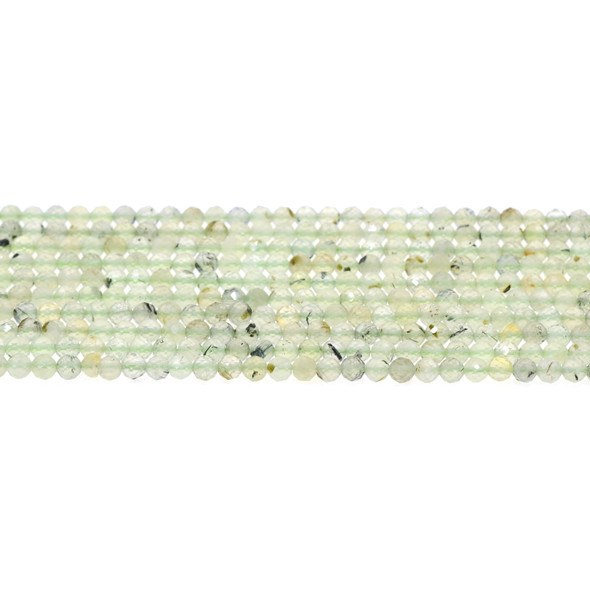 Prehnite Round Faceted Diamond Cut 4mm - Loose Beads
