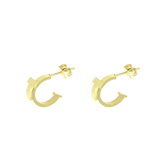 Stainless Steel "T" C Stud Earrings (Gold)