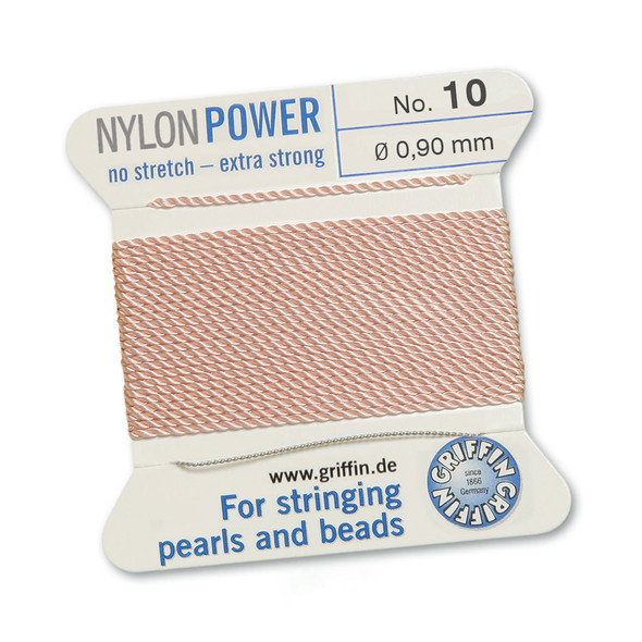 Griffin NylonPower Cord 2m 1 Needle - Size 10 Light Pink