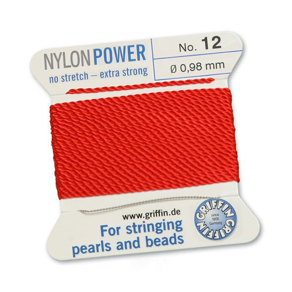 Griffin NylonPower Cord 2m 1 Needle - Size 12 Red