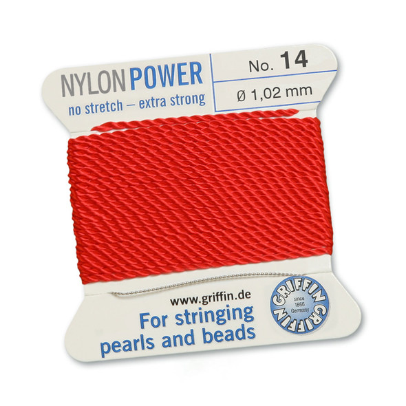 Griffin NylonPower Cord 2m 1 Needle - Size 14 Red