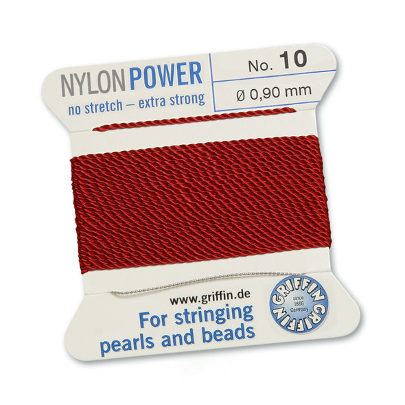 Griffin NylonPower Cord 2m 1 Needle - Size 10 Garnet