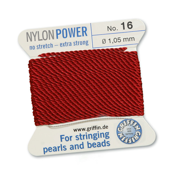 Griffin NylonPower Cord 2m 1 Needle - Size 16 Garnet