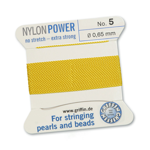 Griffin NylonPower Cord 2m 1 Needle - Size 5 Yellow