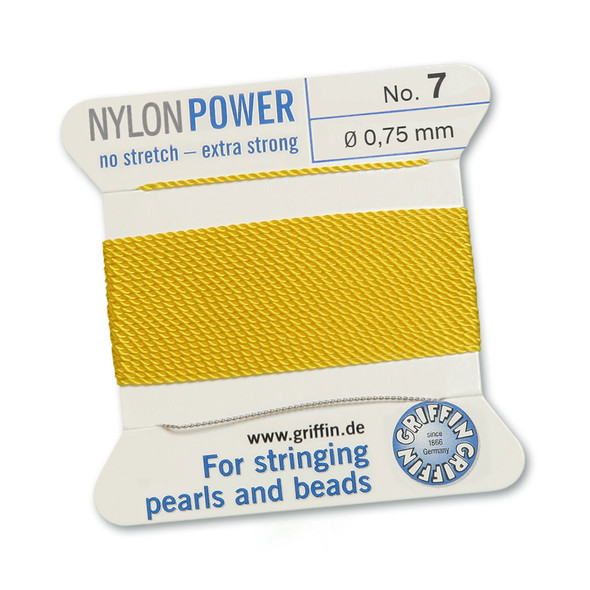 Griffin NylonPower Cord 2m 1 Needle - Size 7 Yellow