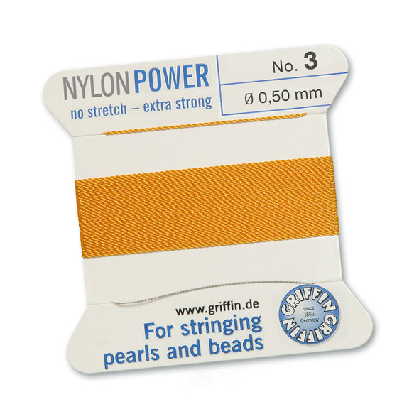 Griffin NylonPower Cord 2m 1 Needle - Size 3 Amber