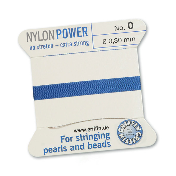 Griffin NylonPower Cord 2m 1 Needle - Size 0 Blue
