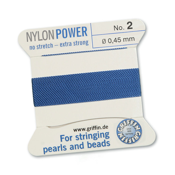 Griffin NylonPower Cord 2m 1 Needle - Size 2 Blue