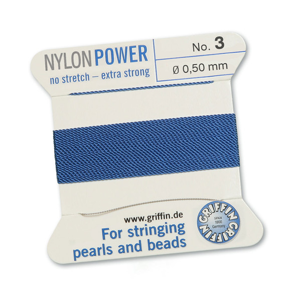 Griffin NylonPower Cord 2m 1 Needle - Size 3 Blue