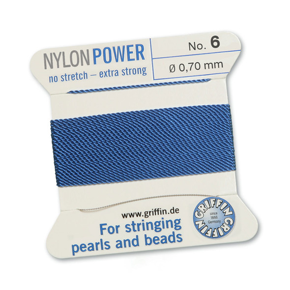 Griffin NylonPower Cord 2m 1 Needle - Size 6 Blue