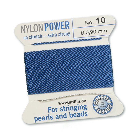 Griffin NylonPower Cord 2m 1 Needle - Size 10 Blue