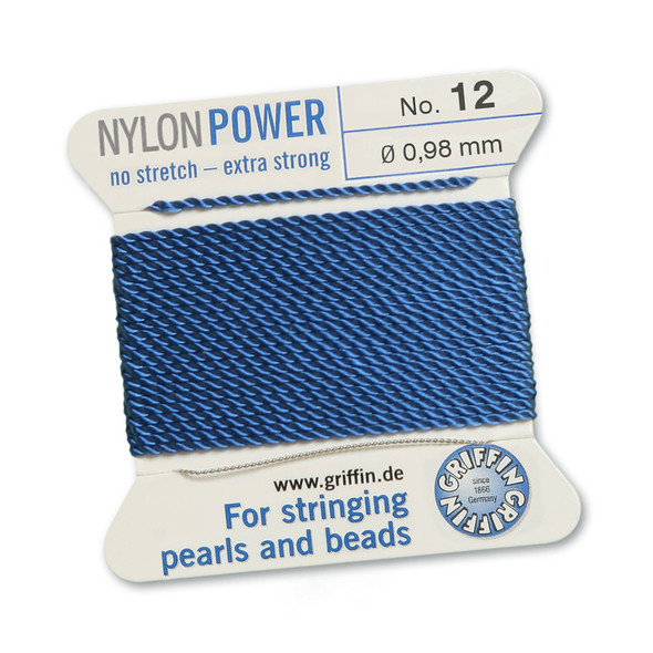 Griffin NylonPower Cord 2m 1 Needle - Size 12 Blue