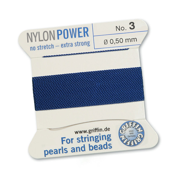 Griffin NylonPower Cord 2m 1 Needle - Size 3 Dark Blue
