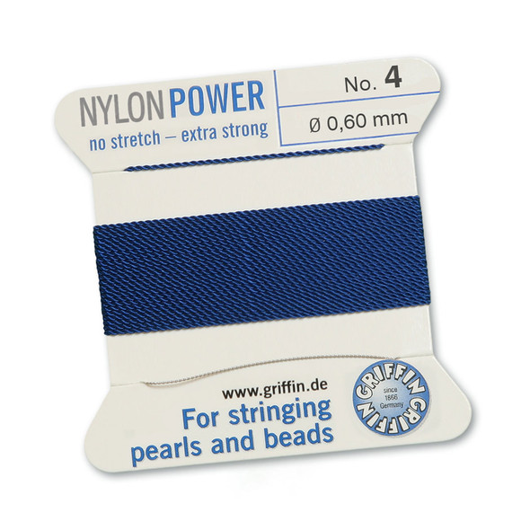 Griffin NylonPower Cord 2m 1 Needle - Size 4 Dark Blue