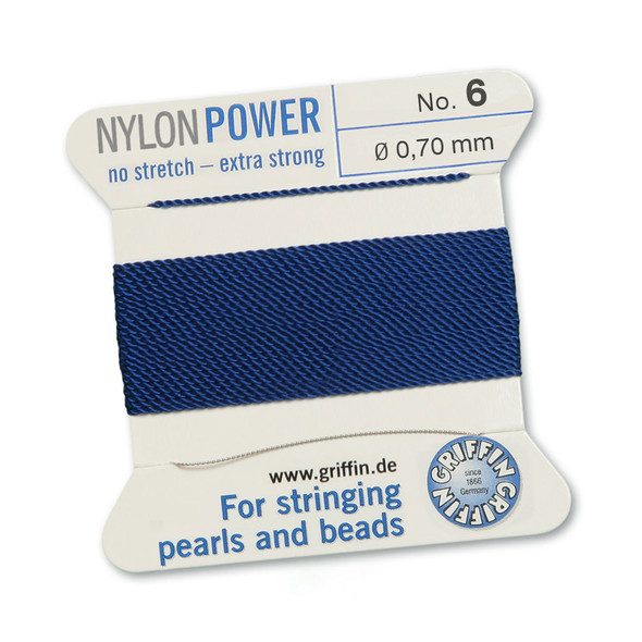 Griffin NylonPower Cord 2m 1 Needle - Size 6 Dark Blue