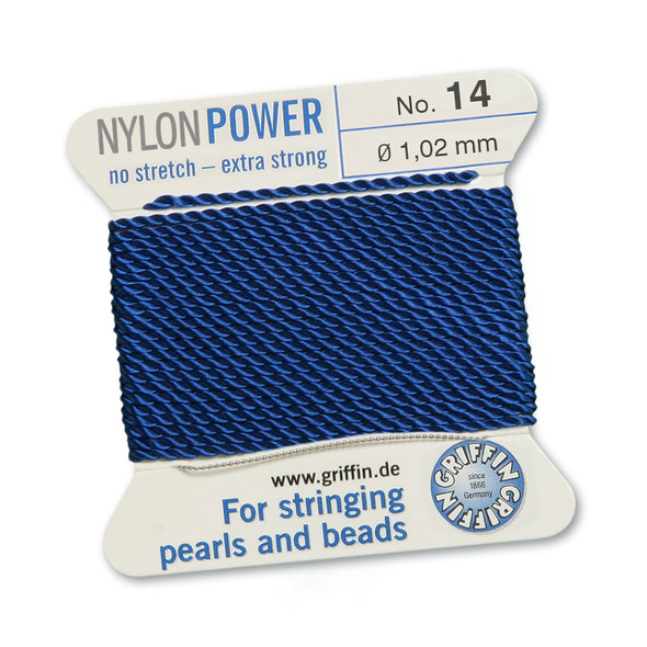 Griffin NylonPower Cord 2m 1 Needle - Size 14 Dark Blue