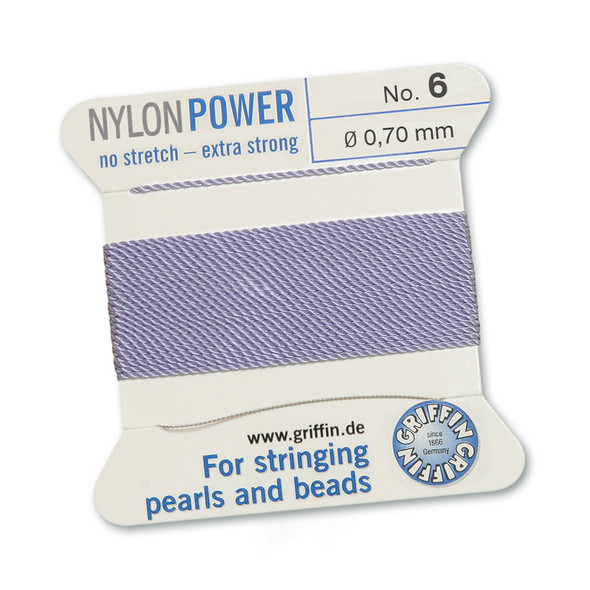 Griffin NylonPower Cord 2m 1 Needle - Size 6 Lilac